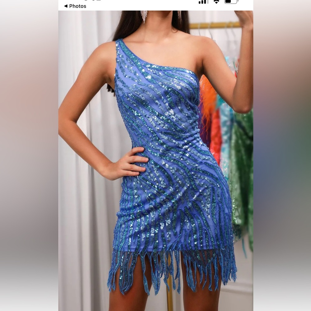 Blue sequin homecoming dress size small - Picture 3 of 6